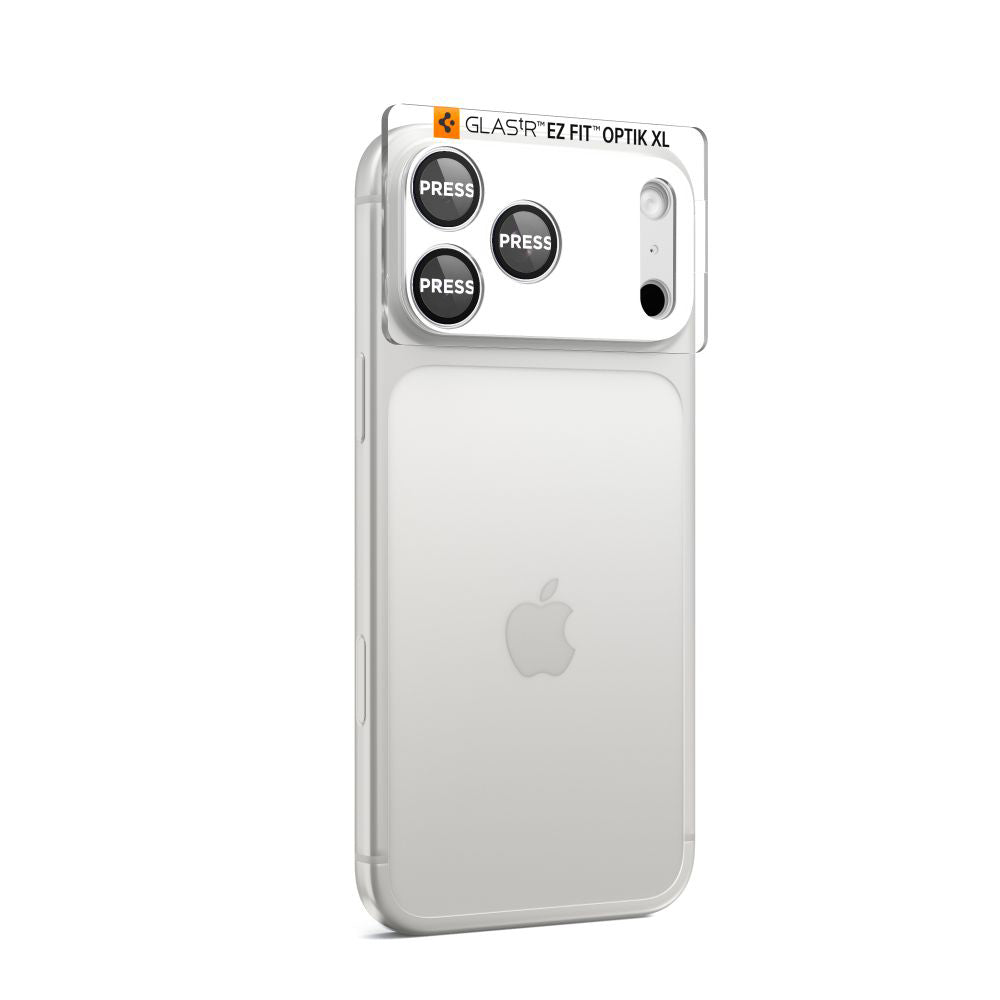 Spigen GlastR EZ FIT Optik Pro XL Rear Camera Protector for Apple iPhone 17 Pro Max, Tempered Glass, Silver AGL10652