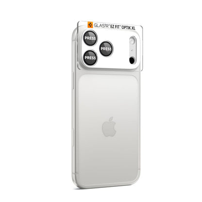 Spigen GlastR EZ FIT Optik Pro XL Rear Camera Protector for Apple iPhone 17 Pro Max, Tempered Glass, Silver AGL10652