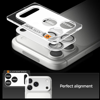 Spigen GlastR EZ FIT Optik Pro XL Rear Camera Protector for Apple iPhone 17 Pro Max, Tempered Glass, Silver AGL10652