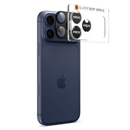 Spigen GlastR EZ FIT Optik Pro XL Rear Camera Protector for Apple iPhone 17 Pro Max, Tempered Glass, Black AGL10649