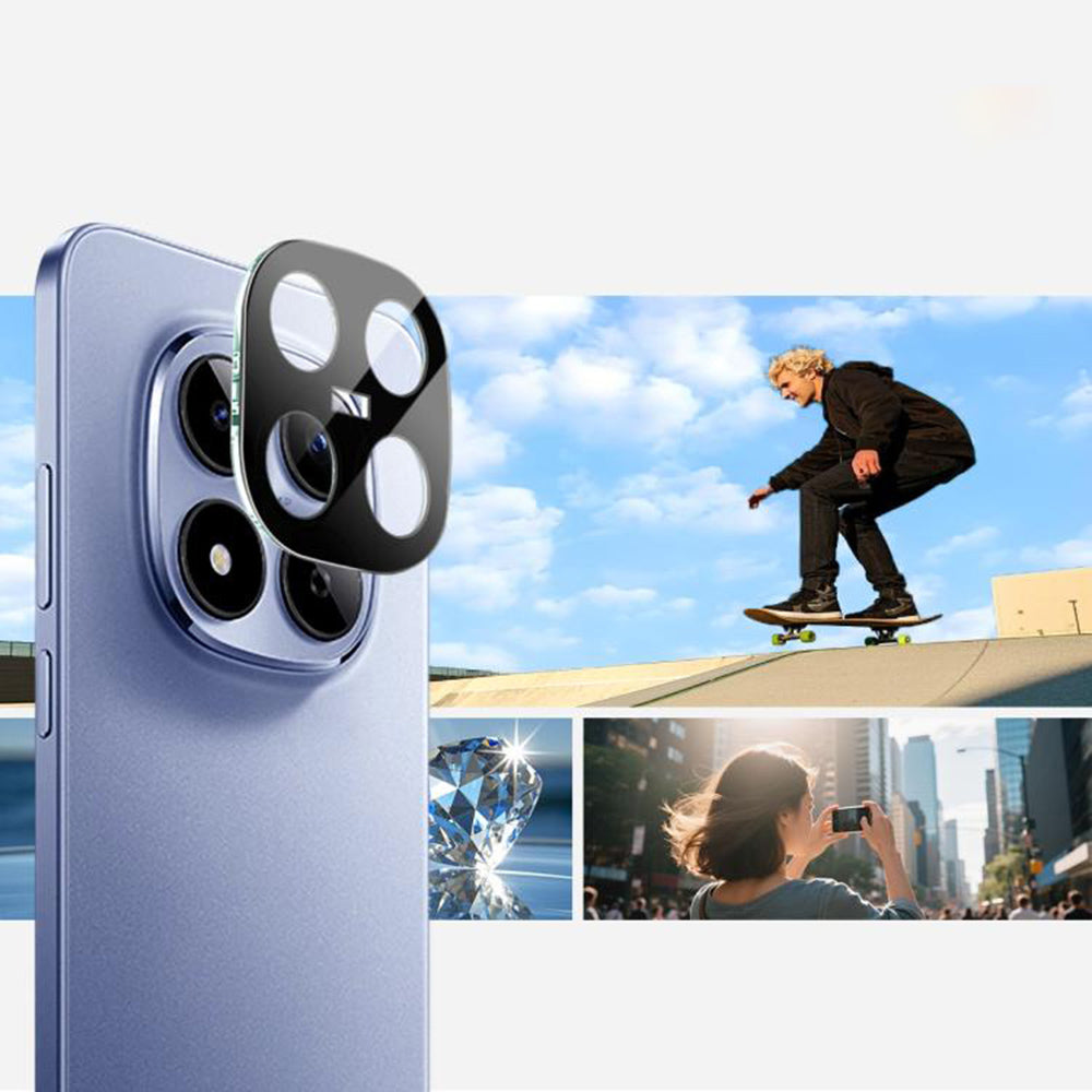 Techsuit Rear Camera Protection Film for Xiaomi Redmi Note 15 Pro 5G, Tempered Glass, Black