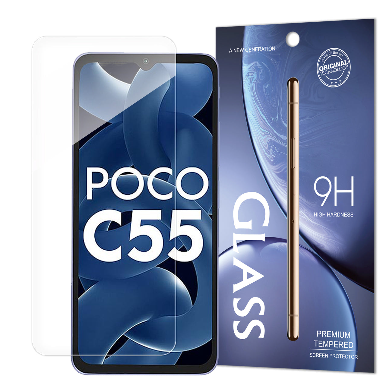 OEM Screen Protector for Xiaomi Redmi 11A / C55 / 12C, Glass Shielded, Full Glue 
