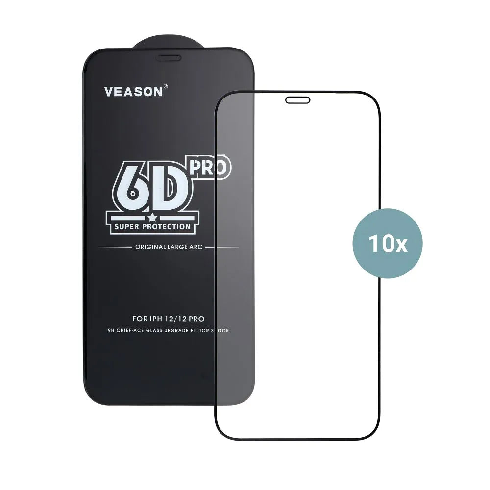 Veason PRO Screen Protector Film for Apple iPhone 17 Pro Max, Tempered Glass, Full Glue, Set of 10 pieces, 6D, Black