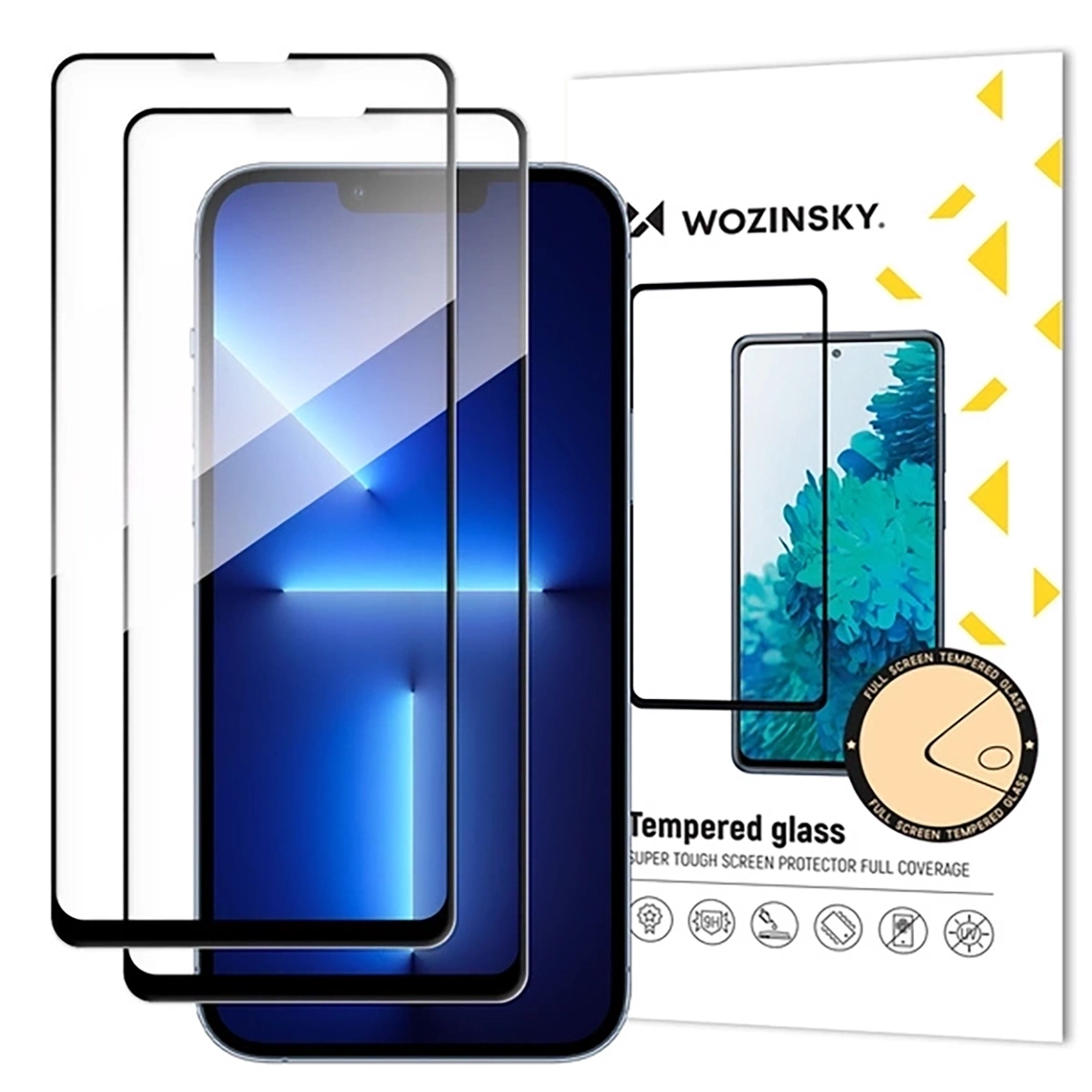 WZK Screen Protector for Samsung Galaxy S25 FE, Tempered Glass, Full Glue, Set of 2 pieces, Black