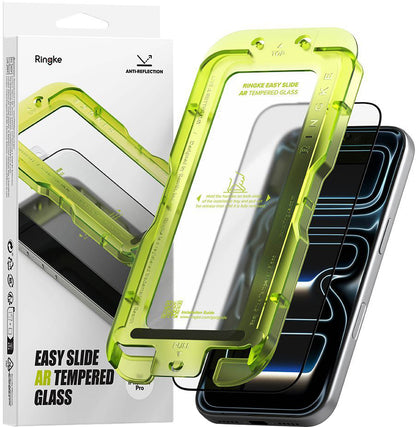 Ringke Easy Slide AR Screen Protector for Apple iPhone 17 Pro, Tempered Glass, Full Glue, 2.5D, Black