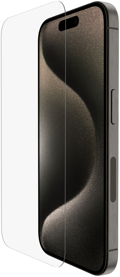 Belkin ScreenForce TemperedGlass Screen Protector for Apple iPhone 15 Pro, Tempered Glass, Full Glue OVA137zz