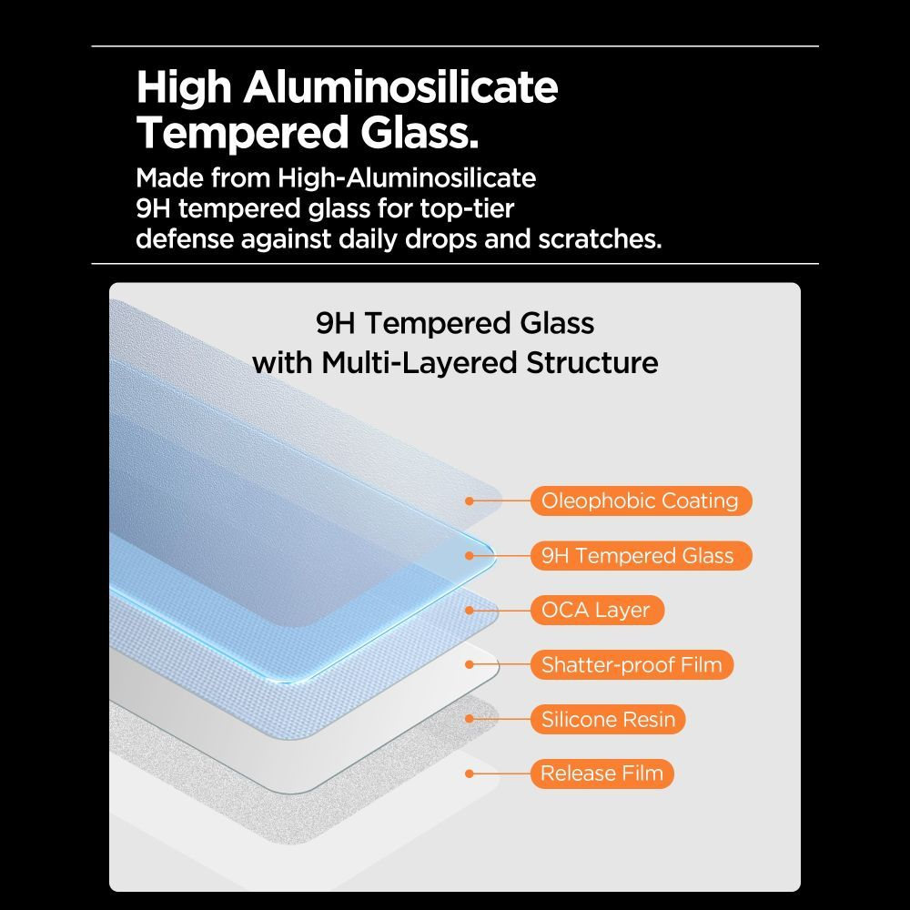Spigen GlastR Align Master Slim Screen Protector for Apple iPhone 17 Pro, Tempered Glass, Full Glue, Set of 3 pieces AGL10103