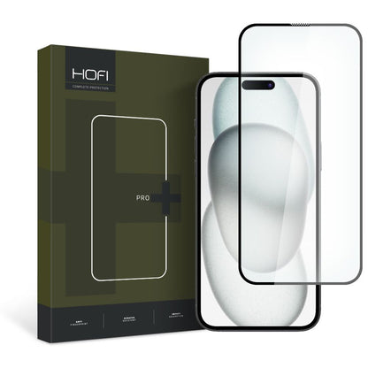 HOFI PRO+ Screen Protector for Apple iPhone 15, Tempered Glass, Full Glue, 2.5D, Black