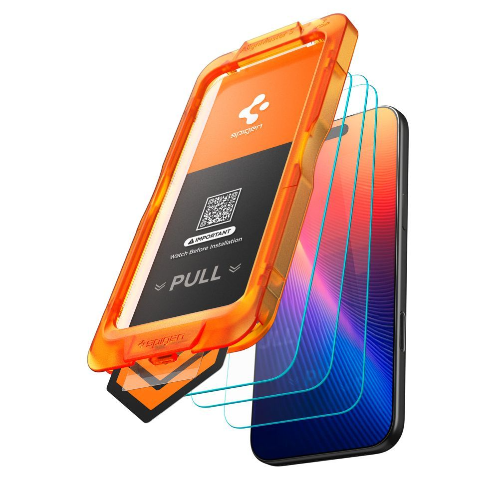 Spigen GlastR Align Master Slim Screen Protector for Apple iPhone 17 Pro, Tempered Glass, Full Glue, Set of 3 pieces AGL10103
