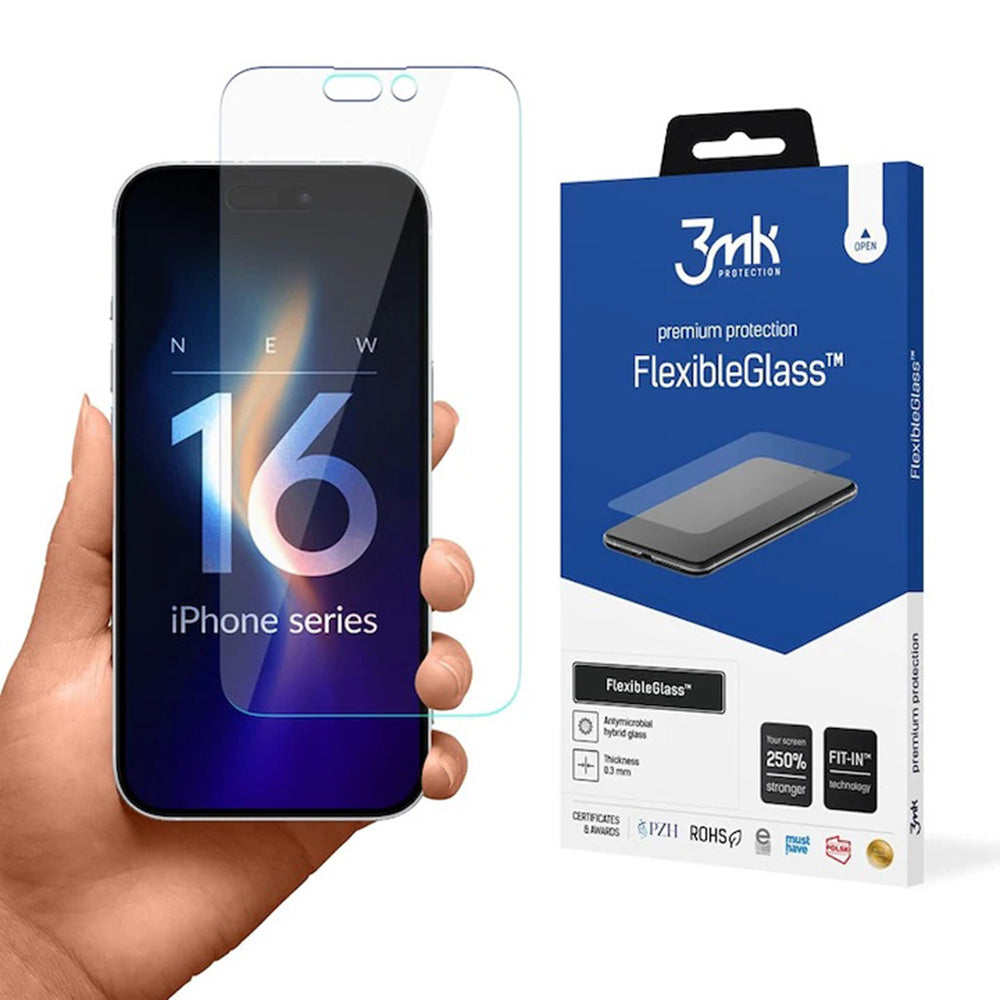 3MK FlexibleGlass Screen Protector for Apple iPhone 16 Pro Max, Flexible Glass, Full Glue