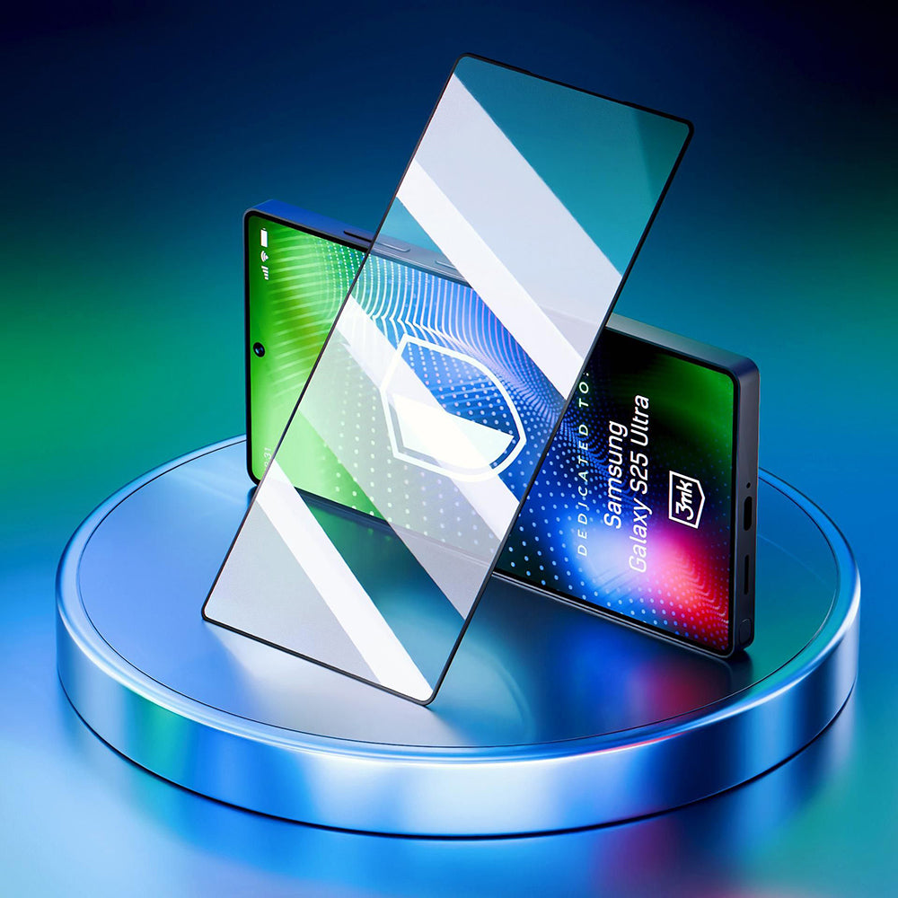 3MK Hardy Ultra Screen Protector for Samsung Galaxy S25 Ultra S938, Tempered Glass, Full Glue, Black