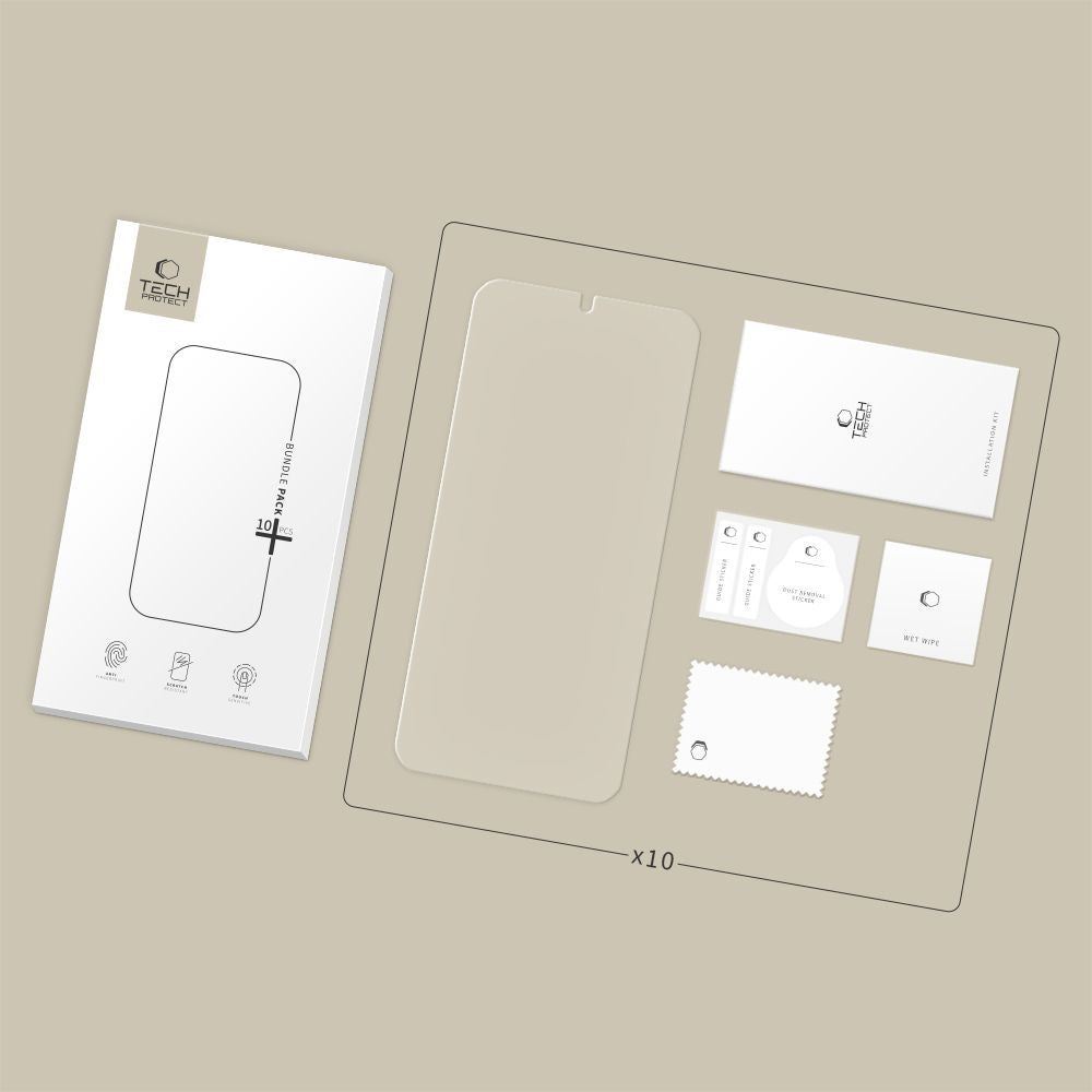 Tech-Protect Screen Protector for Samsung Galaxy S25 S931 / S24 S921, Tempered Glass, Full Glue, Set of 10 Pieces
