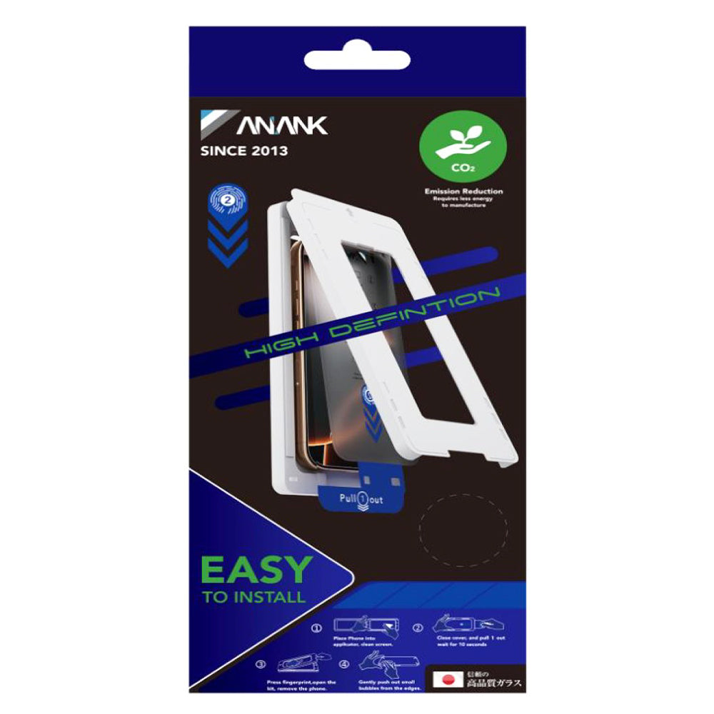 Anank 2X Reinforced Screen Protector for Apple iPhone 16 Pro Max, Tempered Glass, Full Glue, 2.5D, Black