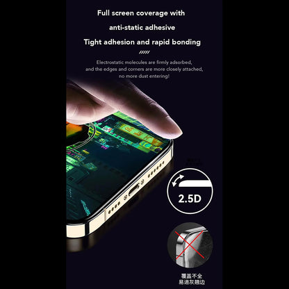 Anank Anti-Fingerprint Screen Protector Film for Apple iPhone 15 Pro, Tempered Glass, Full Glue, 2.5D, Black