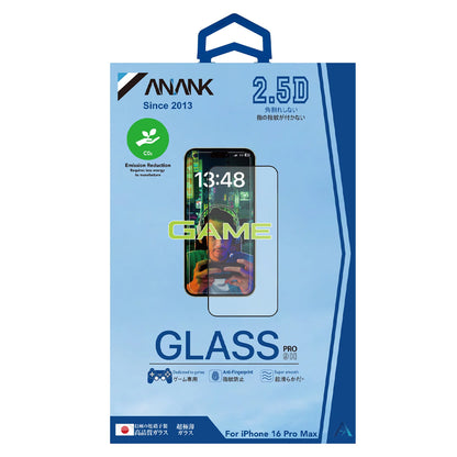 Anank Anti-Fingerprint Screen Protector Film for Apple iPhone 15 Pro, Tempered Glass, Full Glue, 2.5D, Black