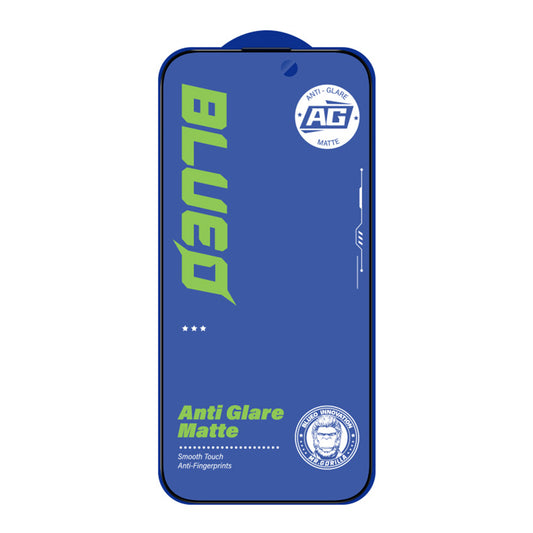 Blueo Anti-Glare Screen Protector Film for Apple iPhone 16 / 15, Tempered Glass, Full Glue, Black
