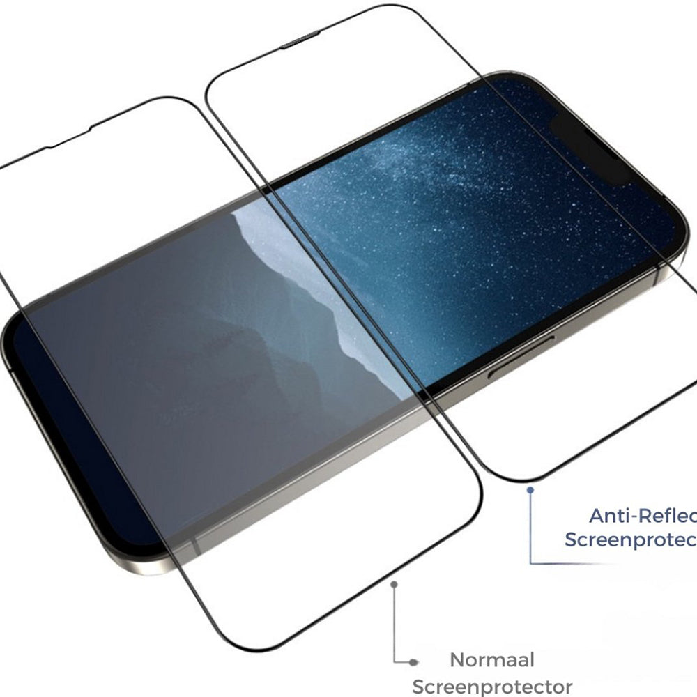 Blueo Anti-Reflective HD Screen Protector for Apple iPhone 14 Pro Max, Tempered Glass, Full Glue, Black