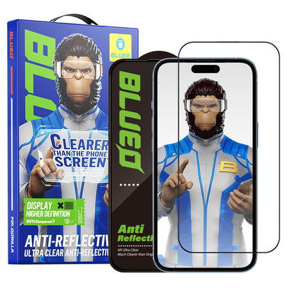 Blueo Anti-Reflective HD Screen Protector for Apple iPhone 14 Pro, Tempered Glass, Full Glue, Black