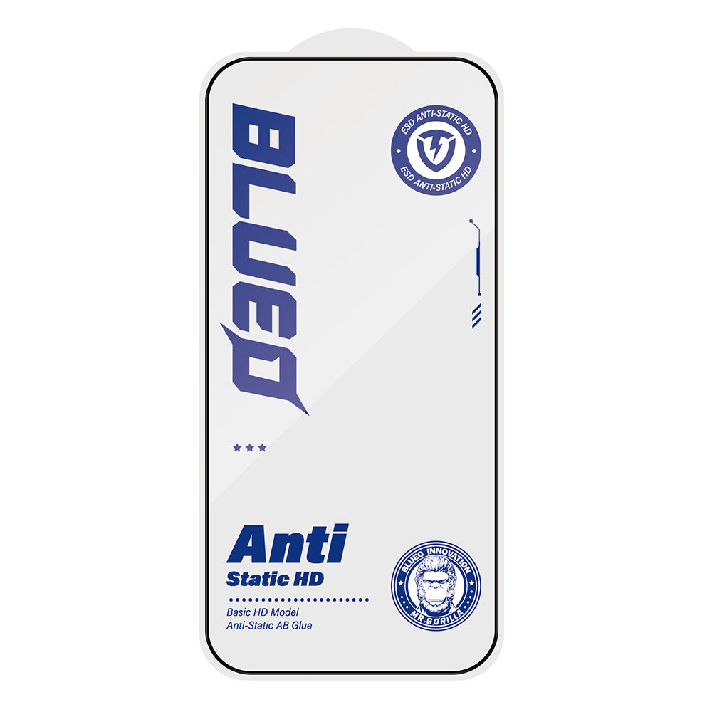 Blueo Anti-Static HD Screen Protector Film for Apple iPhone 12 / 12 Pro, Tempered Glass, Full Glue, Black