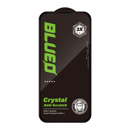 Blueo Crystal Anti-Scratch Screen Protector for Apple iPhone 15 Pro, Tempered Glass, Full Glue, Black