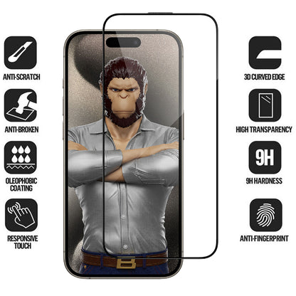 Blueo Curved Edge HD Applicator Screen Protector for Apple iPhone 18 Pro Max / 17 Pro Max, Tempered Glass, Full Glue, 3D, Black