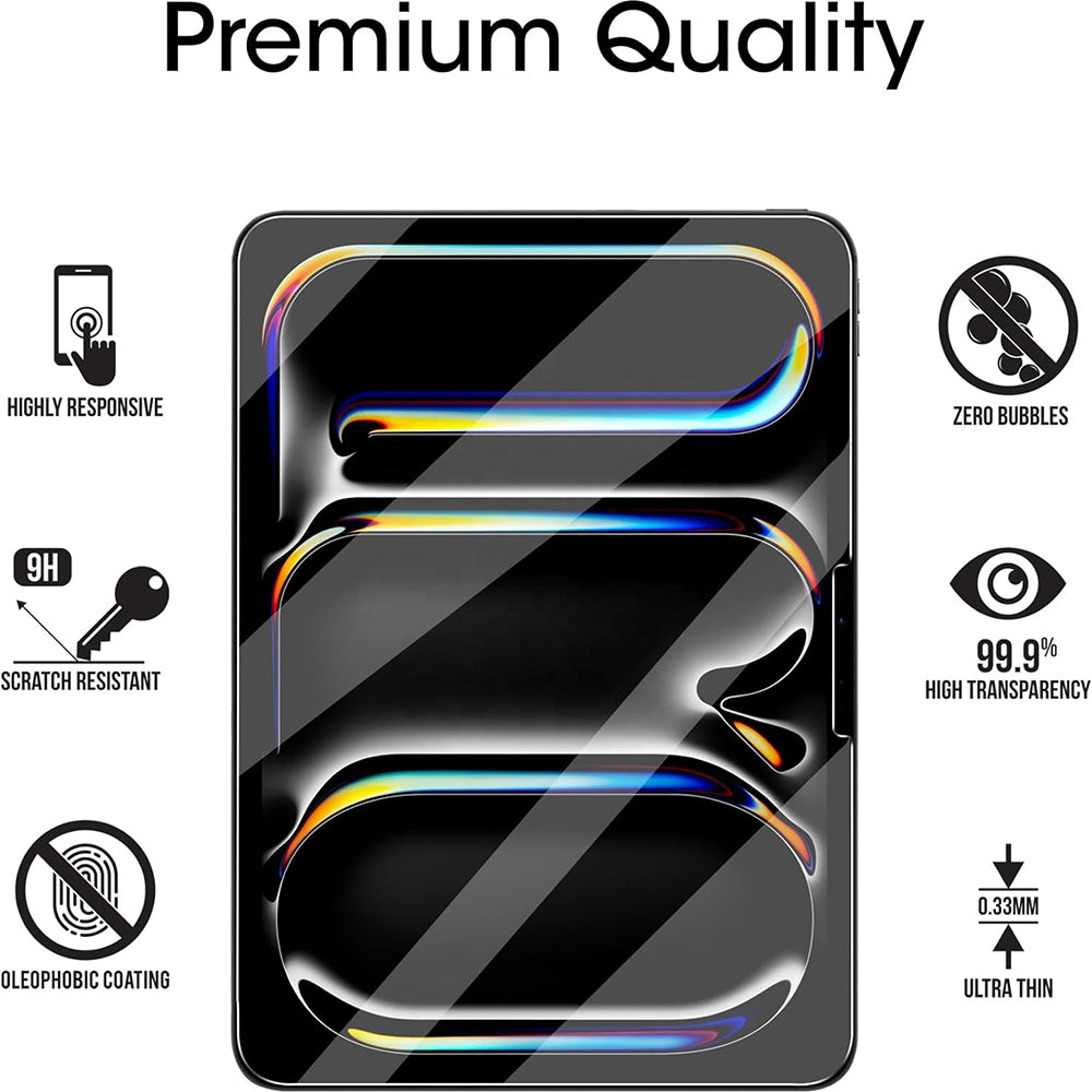Blueo HD Screen Protector Film for Apple iPad Air 13 (2024), Tempered Glass, Full Glue