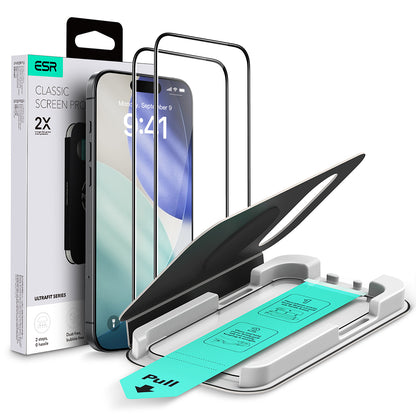 ESR UltraFit Screen Protector for Apple iPhone 17 Air, Tempered Glass, Full Glue, Set of 2 pieces, Black