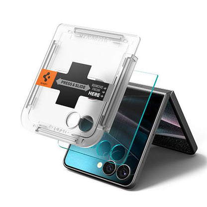 Spigen GlastR EZ FIT Exterior Screen Protector for Samsung Galaxy Z Flip7 F766, Tempered Glass, Full Glue
