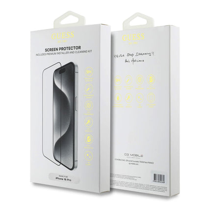 Guess Classic Outline Screen Protector for Apple iPhone 16 Pro Max, Tempered Glass, Full Glue, 2.5D, Black GUTGP16XBOKGCIT