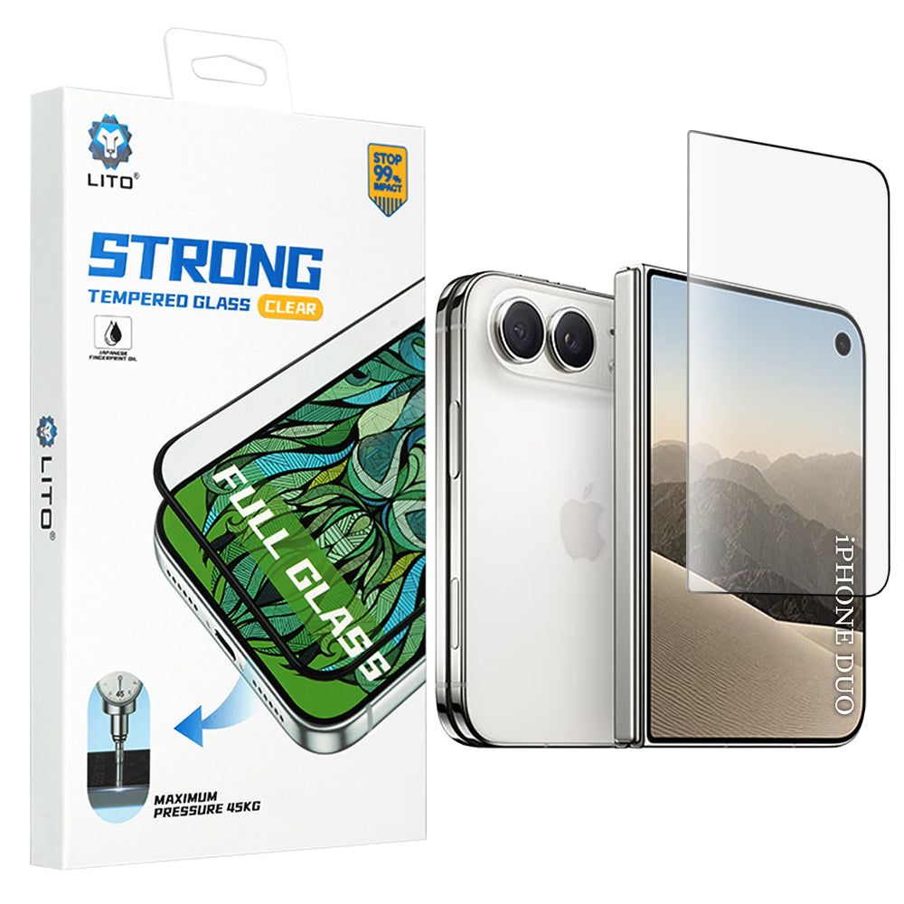 Lito D+ Max Strong Exterior Screen Protector Film for Apple iPhone Duo, Tempered Glass, Full Glue, Black