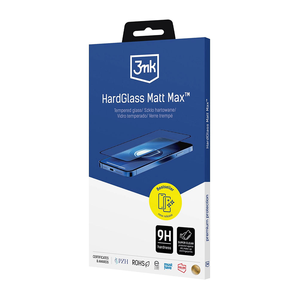 Matte Screen Protector 3MK Max for Samsung Galaxy S26 Plus S947, Tempered Glass, Full Glue, Black