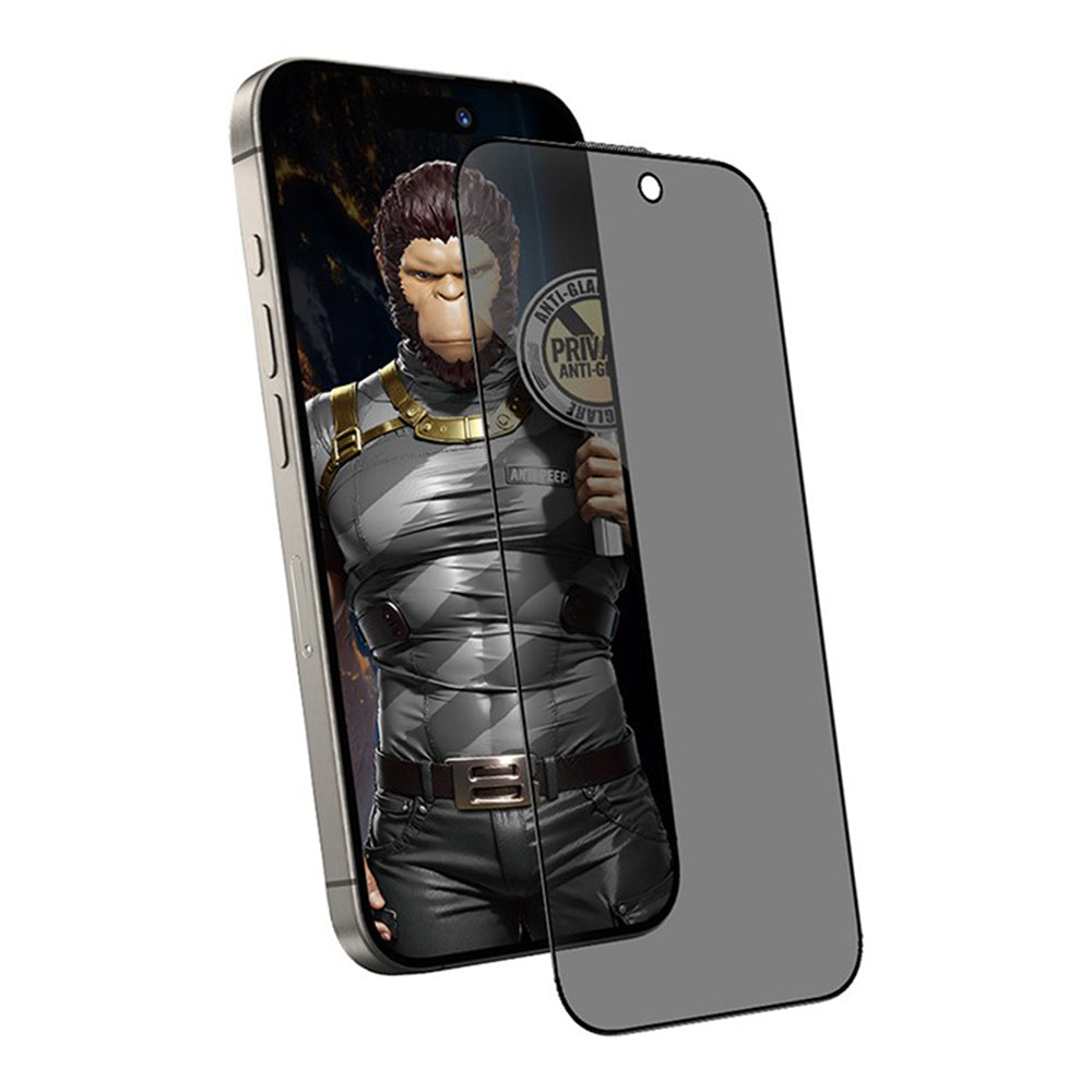 Matte Privacy Blueo Anti-Peep Screen Protector Film for Apple iPhone 16 Plus / 15 Plus, Tempered Glass, Full Glue