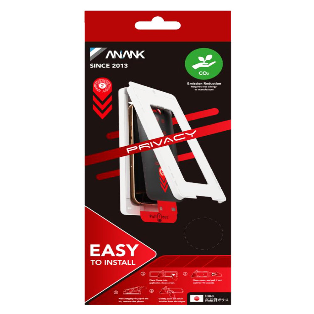 Anank 2X Reinforced Privacy Screen Protector for Apple iPhone 15 Pro, Tempered Glass, Full Glue, 2.5D