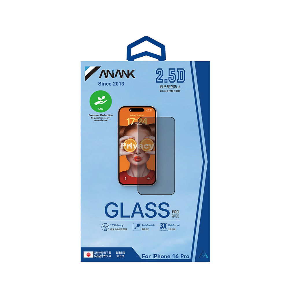 Anank 3X Reinforced Privacy Screen Protector for Apple iPhone 15, Tempered Glass, Full Glue, 2.5D