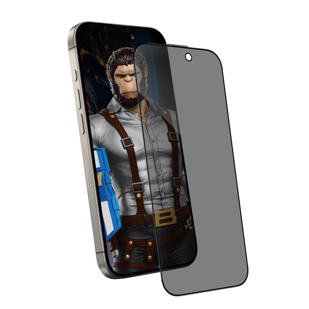 Blueo Anti-Peep Privacy Screen Protector Film for Apple iPhone 14 Plus / 13 Pro Max, Tempered Glass, Full Glue