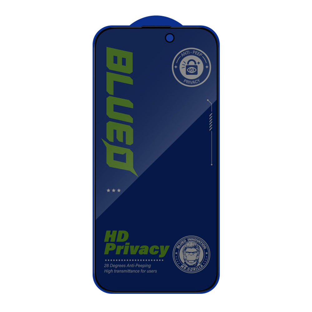 Blueo Anti-Peep Privacy Screen Protector Film for Apple iPhone 14 Plus / 13 Pro Max, Tempered Glass, Full Glue