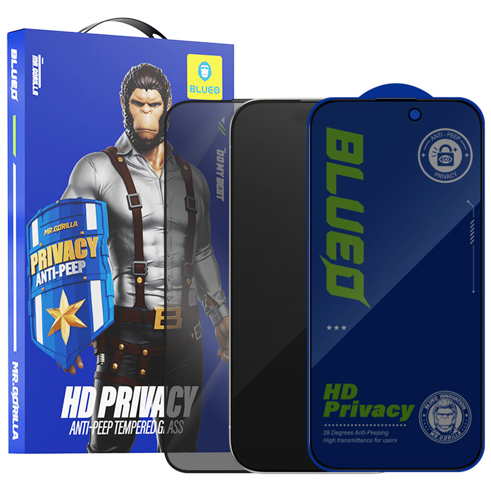 Privacy Screen Protector Blueo Anti-Peep2 for Apple iPhone 14 Pro Max, Tempered Glass, Full Glue