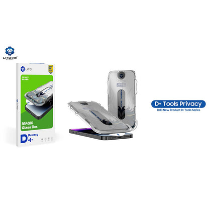 Privacy Screen Protector Lito Magic Glass Box D+ Tools for Apple iPhone 14 Pro Max, Tempered Glass, Full Glue