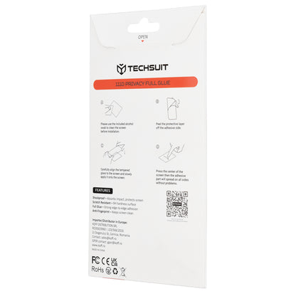Privacy Techsuit Screen Protector for Motorola Moto G77 / G67, Tempered Glass, Full Glue, 111D