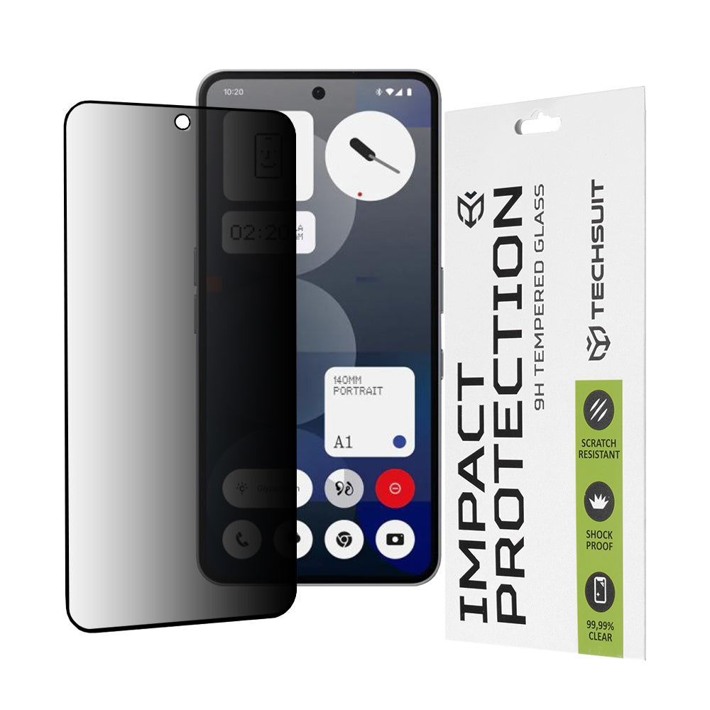 Privacy Techsuit Screen Protector for Nothing Phone (3a) / Phone (3a) Pro, Tempered Glass, Full Glue, 111D