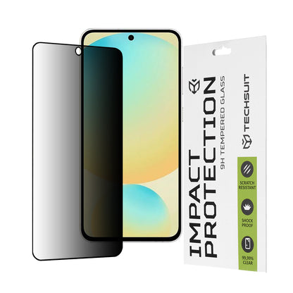 Privacy Techsuit Screen Protector Film for Samsung Galaxy S24 FE S721, Tempered Glass, Full Glue, 111D