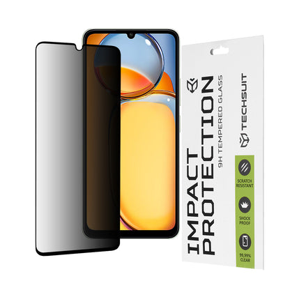 Privacy Techsuit Screen Protector for Xiaomi Redmi 13C 5G / 13C / Poco C65, Tempered Glass, Full Glue, 111D