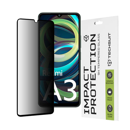 Privacy Techsuit Screen Protector Film for Xiaomi Redmi A3x / A3, Tempered Glass, Full Glue, 111D