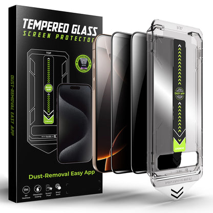 Privacy Screen Protector Techsuit TitanGlass for Apple iPhone 14 Pro, Tempered Glass, Full Glue, Set of 2 pieces