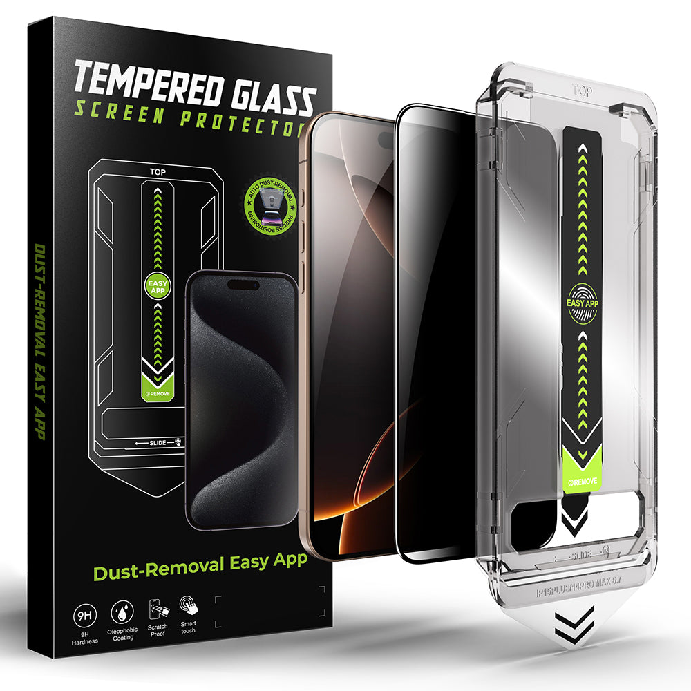Privacy Screen Protector Techsuit TitanGlass for Apple iPhone 17e / 16e / 14 / 13 Pro, Tempered Glass, Full Glue