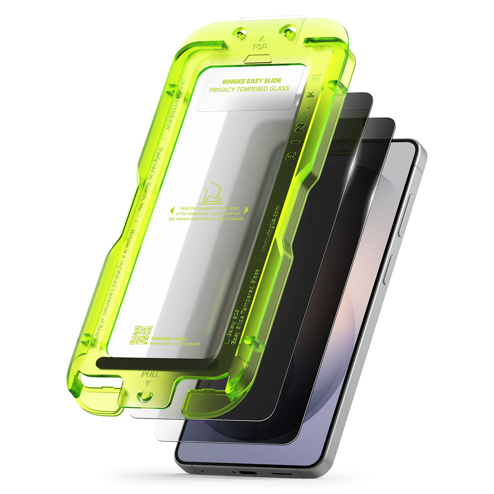 Ringke Easy Slide Screen Protector for Samsung Galaxy S26, Tempered Glass, Full Glue, Set of 2 Pieces, Black