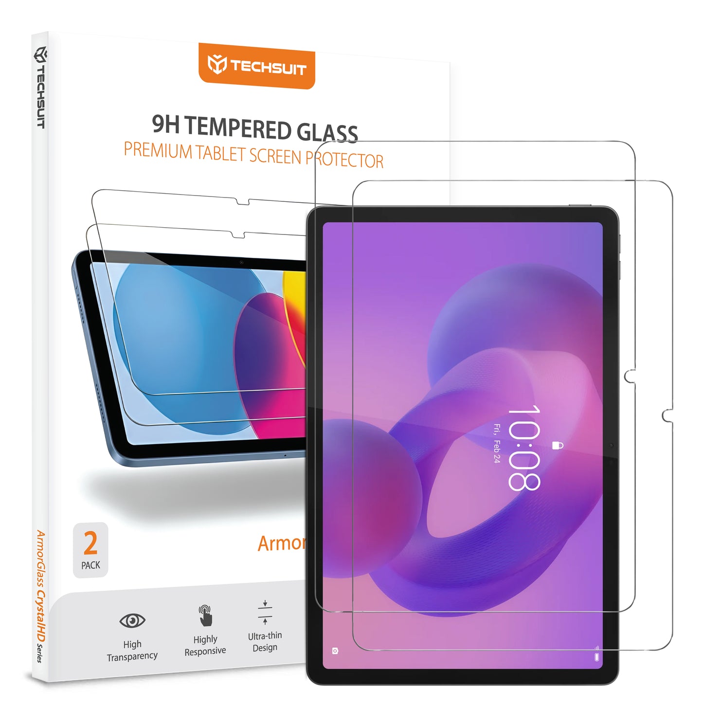 Techsuit ArmorGlass CrystalHD Screen Protector for Lenovo Idea Tab 11, Tempered Glass, Full Glue, Set of 2 Pieces