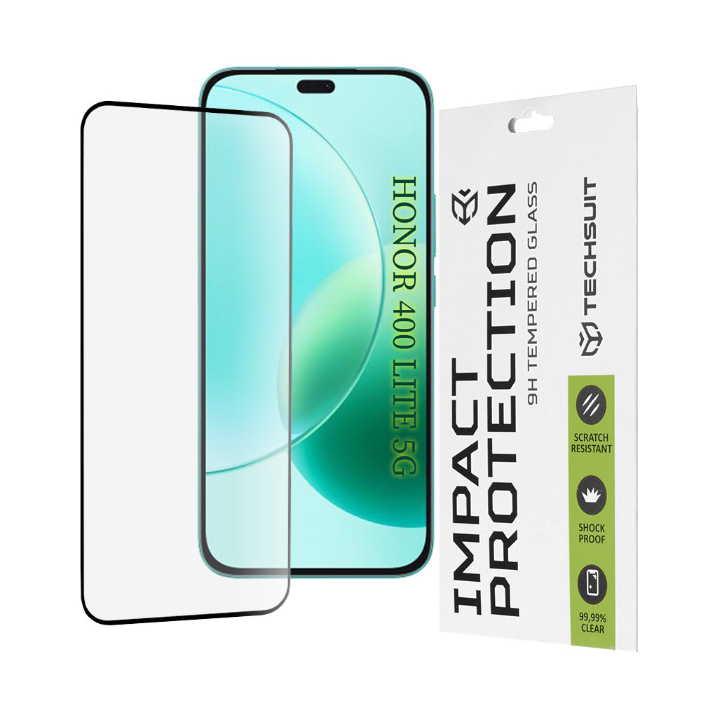 Techsuit Screen Protector Film for Honor 400 Lite / X8c / X8b, Tempered Glass, Full Glue, 111D, Black