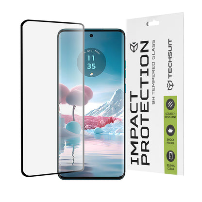 Techsuit Screen Protector Film for Motorola Edge 40 Neo, Tempered Glass, Full Glue, 111D, Black
