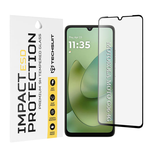 Techsuit Screen Protector for Motorola Moto G06 Power / G06, Tempered Glass, Full Glue, Black